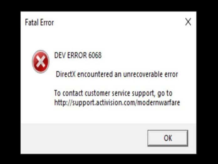Dev Error 6068